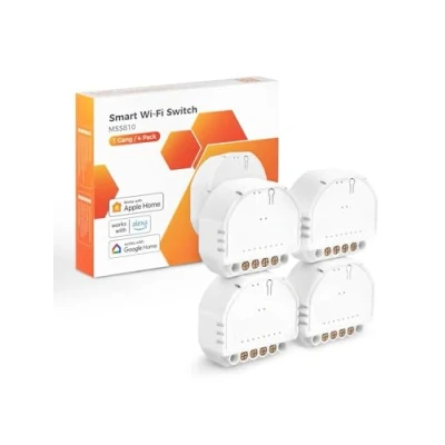 Imagen de Interruptor Inteligente WiFi, Refoss Mini Luz de Pared Conmutador 1 Gang, Inalambrico Módulo y Relé Temporizador Control Remoto Compatible con HomeKit Alexa Google Home, 4PCS