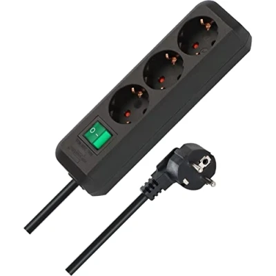Imagen de Brennenstuhl Eco Line regleta de enchufes con 3 tomas corriente (cable 5 m, interruptor) negro