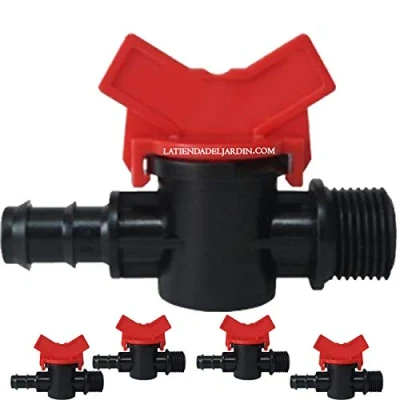 Imagen de Suinga. 5 x LLAVE riego por GOTEO 16MM 1/2&quot;. Válvula de paso para goteo, negro