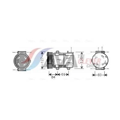 Imagen de AVA COOLING SYSTEMS FDAK167 compresor de Aire Acondicionado FS10 12V PAG 46 R134a con aceite PAG, acoplamiento magnético, sin diodo