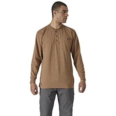 Imagen de Dickies L/S HEAVYW HENLEY, Camiseta para Hombre, Marrón (BROWN DUCK), M