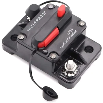 Imagen de Disyuntor de Audio para Coche,DC 12 48V en Línea del Coche,Disyuntor Reinicio Manual,Disyuntor Impermeable,Disyuntor Portafusibles Bloque Fusibles Coche Barco Auto(100A)