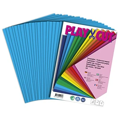 Imagen de PLAY CUT, Papel de color, A4, 130 g/m2, color azul cielo, 20 hojas, liso