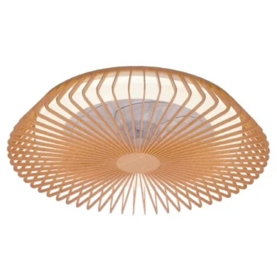Imagen de Mantra Iluminación. Modelo HIMALAYA. Ventilador y plafón de techo 63 cm diámetro en color madera. Fuente luz LED 70W 2700K 5000K 4900lm. 35W