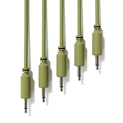 Imagen de ExcelValley 5 Pack Cables de Conexión Mono Modulares TS 3,5mm 1/8&quot; Eurorack Sintetizador [Verde Militar 15 cm 6&quot;]