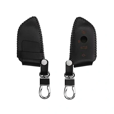 Imagen de kwmobile Carcasa Compatible con Llavero de BMW Llave Coche Smart Key 3 Botones Funda para Mando Cuero Negro