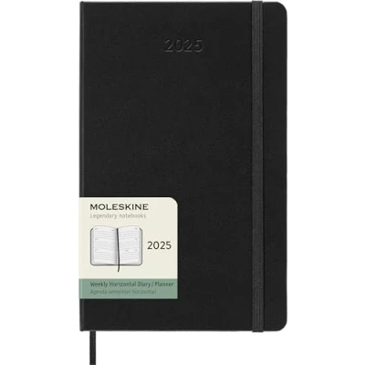 Imagen de Moleskine Weekly Planner, Agenda Semanal Horizontal 12 Meses 2025, Tapa Dura y Cierre Elástico, Color Negro, Formato Grande 13x21 cm