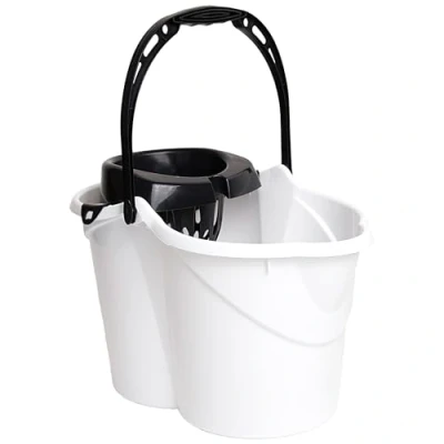 Imagen de MAYA Cubo Ovalado con Escurridor de 15L. Asa Ergonómica. Gris. Fabricado en PPL. Amplia Variedad Colores. (Blanco)