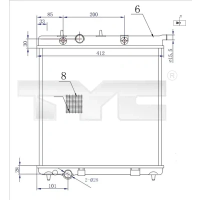 Imagen de TYC 705 0072 R Radiador, refrigeración del motor 380 397 23 Caja de cambios manual Aletas unidas mecánicamente PEUGEOT: 207 Hatchback
