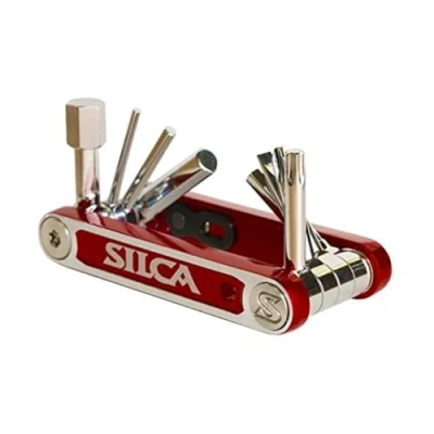 Imagen de SILCA NOVE Multiherramienta Característica clave minimalista de 9 herramientas multiherramientas acero con acabado en cromo endurecido barras laterales aluminio Rojo/Plata noviembre
