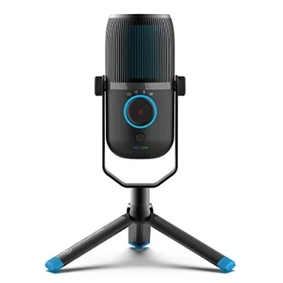 Imagen de JLab Talk Microfono PC Plug and Play, USB con Control de Volumen y Silencio Rápido Condensador para Skype, Youtuber, Gaming Grabación, Negro/Azul