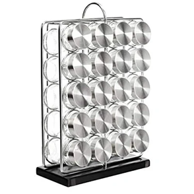 Imagen de Amazon Basics Soporte vertical para 20 botes de especias, Plateado