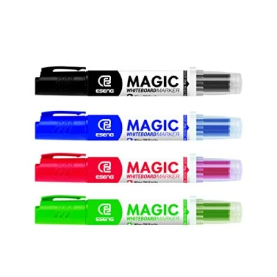 Imagen de ESENG Rotulador para pizarra blanca Magic WM 218 con cartuchos intercambiables, puntas redondas ancho de línea 2 3 mm (negro/azul/rojo/verde).
