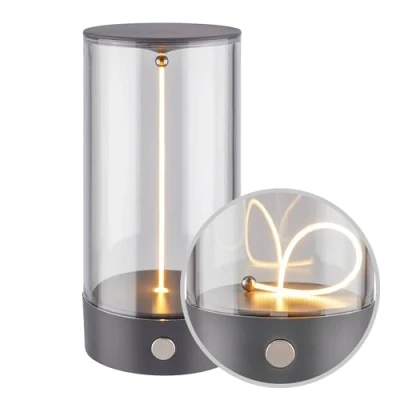 Imagen de BRILONER lámpara de mesa LED inalámbrica con control táctil 4 niveles, filamento, luz blanca cálida, carga USB C, noche, lectura, LED, batería, 7x14,5 cm, antracita