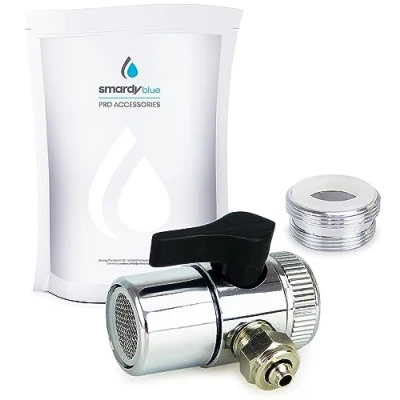 Imagen de smardy Válvula Desviadora de Conexión Agua con Adaptador M22xM24, Grifo Diverter para Osmosis Inversa Filtro Manguera 6,35mm (1/4&quot;)