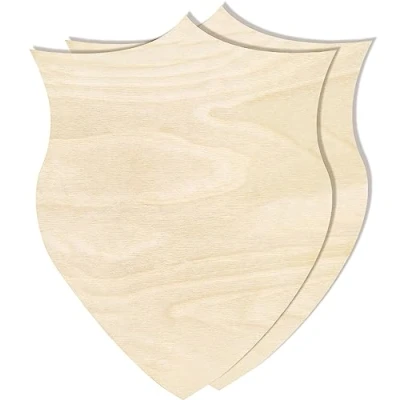 Imagen de Creative DECO 2 x Formas de Escudo Recortes Madera Contrachapada 30 24 cm sin Pintar Manualidades, Bricolaje, Pintar, Decorar, Regalar y Decoupage