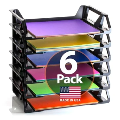 Imagen de Officemate Bandeja de Escritorio reciclada, Carga Lateral, 15 1/8 x 8 7/8 15, Carta/A4, 6/PK (26212), Color Negro