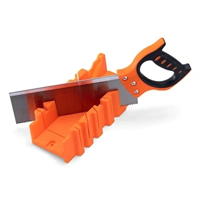 Imagen de Navaris Ingletadora manual con sierra Caja de ingletes serrucho 12&quot; Para cortar madera blanda y dura en ángulos 90 45 22,5