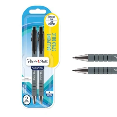 Imagen de Paper Mate Flexgrip Ultra bolígrafo retráctil punta mediana (1,0 mm) negro paquete de 2