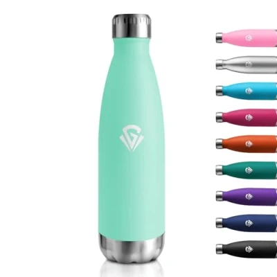 Imagen de Cantimplora Termica 500ml, Botella de Agua Acero Inoxidable Reutilizable con Doble Pared, sin BPA, Termo para Colegio, Oficina, Senderismo, Deporte, Viajes, Interior o Exterior