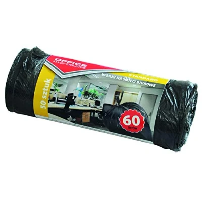 Imagen de Bolsas de basura para productos oficina estándar (HDPE), 60 L, 50 unidades, color negro