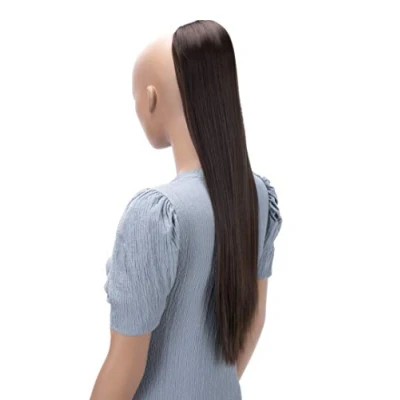 Imagen de CAISHA 65cm Liso Postizo Extensión De Cabello Cola Caballo Trenza Con Cierre Cordón Marrón PH618