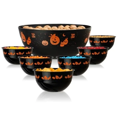Imagen de com four® Set de 7 Platos Decorativos Halloween para merienda Fiestas (7 Piezas Calabazas)