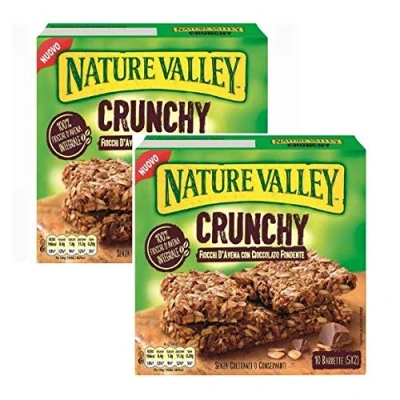 Imagen de Nature Valley Crunchy Barras Crujientes de Avena Harina Integral y Oscura Chocolate Sin Colorantes Ni Conservantes Naturalmente Lactosa Adecuada Para Vegetarianos 2 x 210 Gram (2 10 Barras)