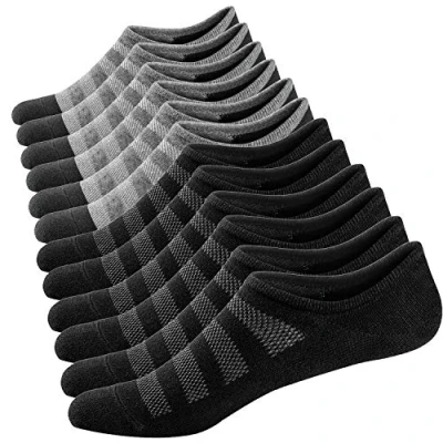 Imagen de Ueither Calcetines Cortos para Hombre y Mujer Antideslizantes Respirable tobilleros Invisibles (38 44,Negro/Gris (3 Pares Cada))