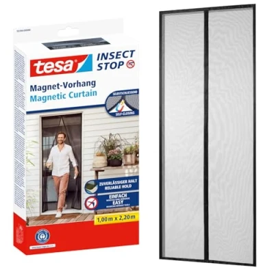 Imagen de tesa Insect Stop Cortina Mosquitera Magnética con Cierre Automático Malla Protectora Contra Insectos para Puertas de Balcón y Patio Fácil Instalación sin Taladrar 2,2 m x 1,00