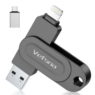 Imagen de Pendrive 512GB para iPhone Apple Certificación, Vefsna Pen Drive USB C iPhone,Memoria 3.0 Externa, Photo Stick 3 en 1 Lightning Flash Memory iPhone, OTG Android,iPad,PC