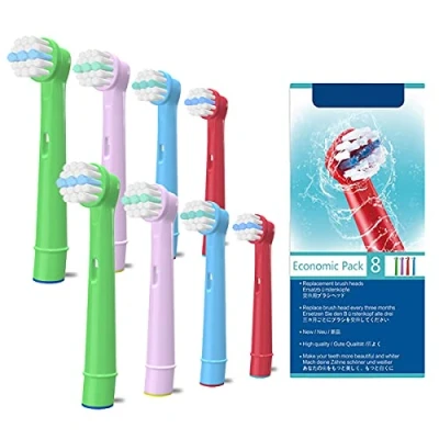 Imagen de WuYan 8 Cabezales de cepillo dientes eléctrico para niños, compatibles con Oral B EB10 D12 D10 DB4510K D100K