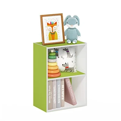 Imagen de Furinno Luder Biblioteca/Estante de Almacenaje 2 Pisos, Blanco/Verde