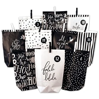 Imagen de Papierdrachen Calendario de Adviento para rellenar, 24 bolsas regalo impresas colores y pegatinas con números clips, diseño Bibi &amp; Tina, manualidades regalos Navidad