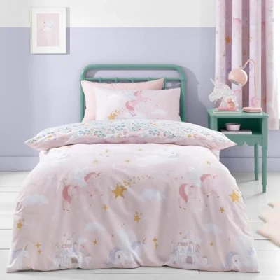 Imagen de Catherine Lansfield Fairytale Unicorn Juego de Funda edredón para Cama Individual, Color Rosa
