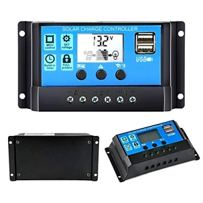 Imagen de Y&amp;H 30A Controlador de Carga Solar Panel 12V/24V Inteligente con 5V Control temporizador Pantalla LCD yDoble Puerto USB,para Lámpara Batería y Iluminación LED