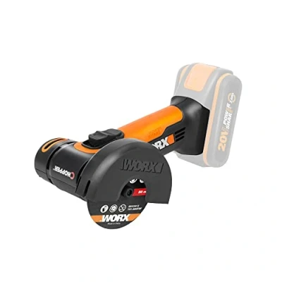 Imagen de WORX WX801.9 Mini Amoladora Chopper 20 V Máx. PowerShare Sin batería ni cargador Ajuste rápido del protector de Disco Bloqueo husillo Compacta y versátil 76mm