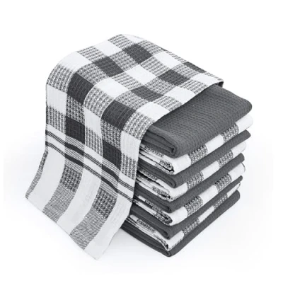 Imagen de Chef Pomodoro Paños de Cocina Gofre Paquete 10 Trapos Algodón 100%, Bayetas 38 cm x 63 para Secar Textiles (Pack 10, Gris)