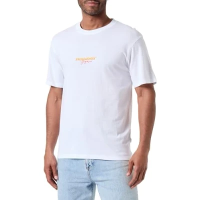 Imagen de JACK &amp; JONES Joraruba Puff Branding tee SS Crew Neck Camiseta, Blanco Brillante, M para Hombre
