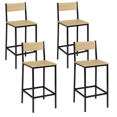 Imagen de IDMarket Juego de 4 taburetes bar Detroit con respaldo silla cocina, diseño industrial
