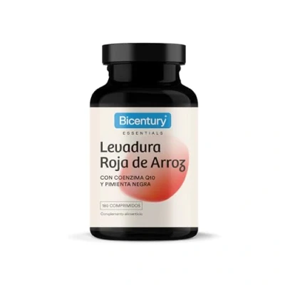 Imagen de Bicentury Levadura Roja Suplemento con Monacolina K, Coenzima Q10 y Extracto de Pimienta Negra, 180 Comprimidos