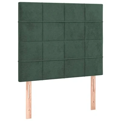 Imagen de vidaXL 2X Cabeceros Cama Cabezal Dormitorio Estructura Habitación Mobiliario Muebles Decoración Adorno de Terciopelo Verde Oscuro 100x5x78/88 cm