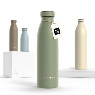 Imagen de Lars NYSØM Botella de Acero Inoxidable aislada 0,5l Agua 0,5 litro a Prueba Fugas para Deportes, Bicicleta, Perro, (Sage Green, 500ml)