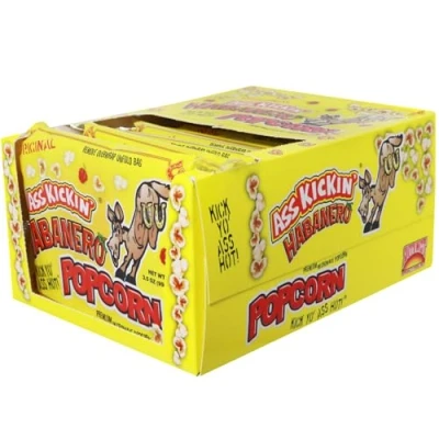 Imagen de KICKIN&#039; Bolsas de palomitas maíz para microondas Habanero, paquete 12, regalo gourmet picantes