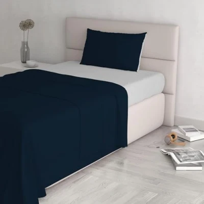 Imagen de Italian Bed Linen Juego de sábanas Color Natural (Hoja Plana 180x300, Plancha instalada 120x200cm+Funda Almohada 52x82cm), Gasolina Petroleo/Verde Botella, NEGRO/GRIS CLARO, 135 x 200 cm