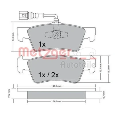 Imagen de METZGER 1170465 Juego de pastillas freno Eje trasero con sensor desgaste incorporado Chapa antichirridos VOLKSWAGEN: Multivan 5 (7HM