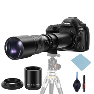 Imagen de lente de montaje EF/EF S, teleobjetivo manual JINTU 500mm/1000mm f/8 para Canon, EOS, Rebel T8i, T7i, T7, T6, T6s, T6i, SL3, SL2, 4000D, 2000D, 1200D, 1100D, 70D, 77D, 650D, 60D, 80D, 90D 5D IV,