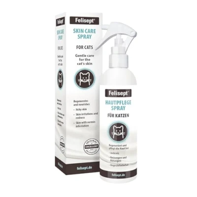 Imagen de Felisept Spray para el cuidado de la piel los gatos 250ml Antipicores contra caspa del gato loción suave con ingredientes activos naturales