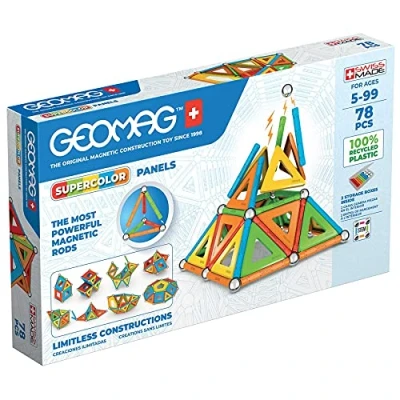 Imagen de Geomag Supercolor, Juego de Bloques Construcción Magnéticos para Niños, Juguete Magnético, Colección Verde Plástico 100% Reciclado, 78 Piezas
