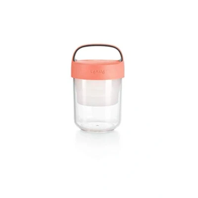 Imagen de Lékué Recipiente/Jarra Hermético Para Transportar Alimentos, desayuno, comida, merienda, Jar to go color Coral, 400 ml